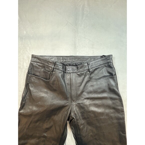 Hawk Genuine Biker Leather Pants - Lined Down To The Knee - Unhemmed Size 44x32 - Picture 2 of 6